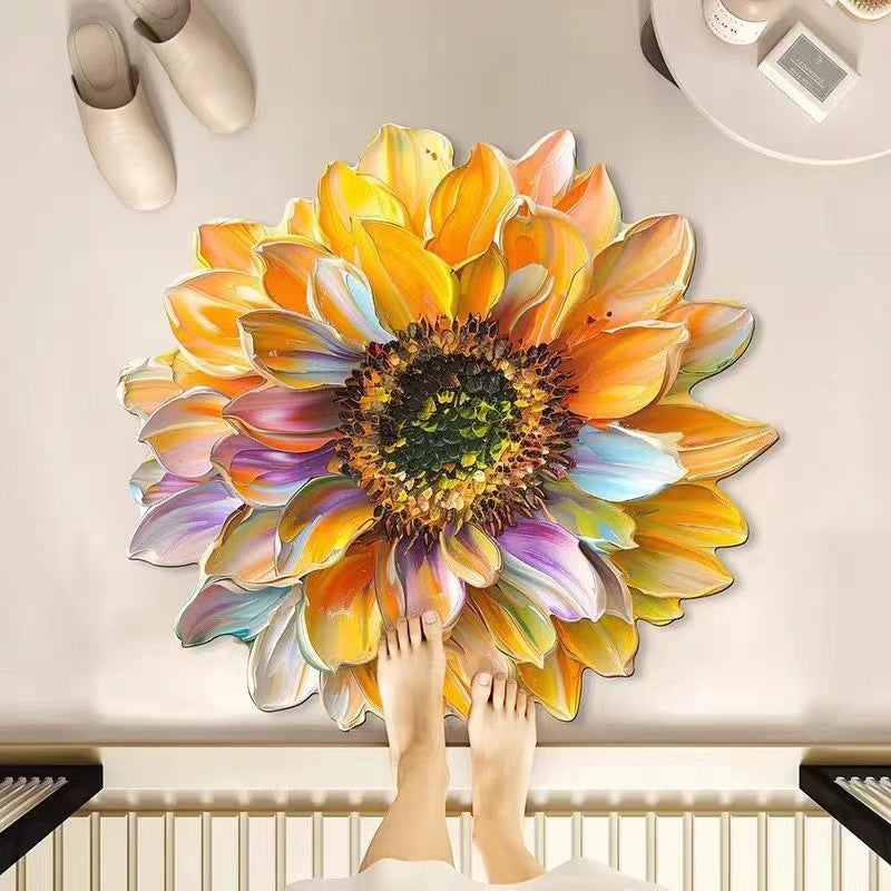 Stark wasserabsorbierende Badematte aus Kieselgur mit Blumenmuster