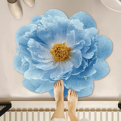 Stark wasserabsorbierende Badematte aus Kieselgur mit Blumenmuster