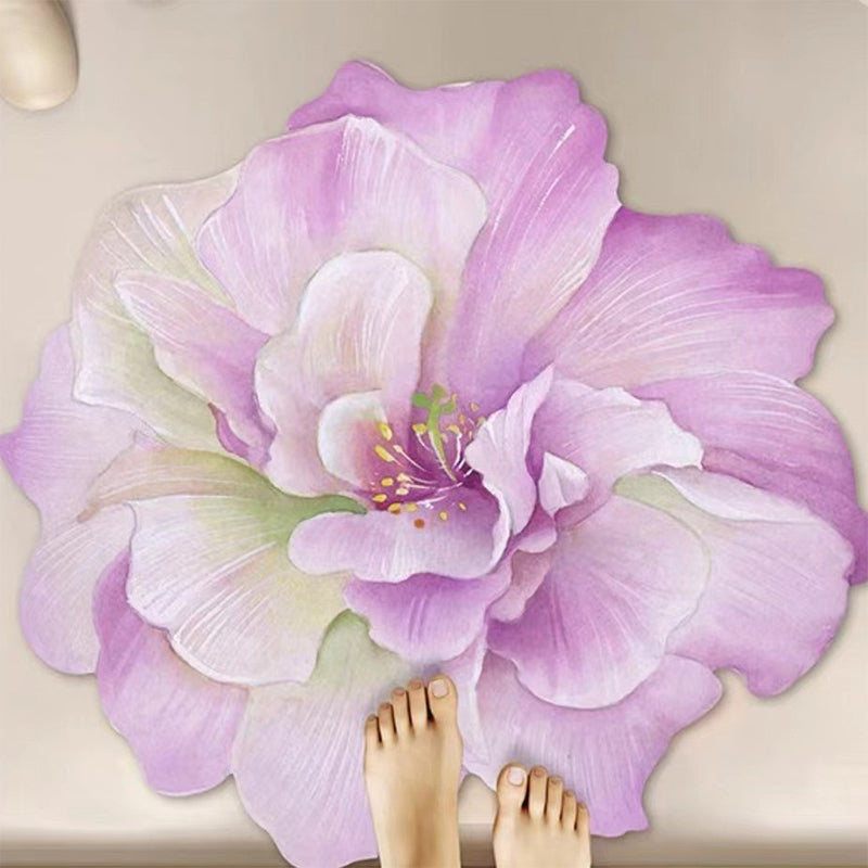 Stark wasserabsorbierende Badematte aus Kieselgur mit Blumenmuster