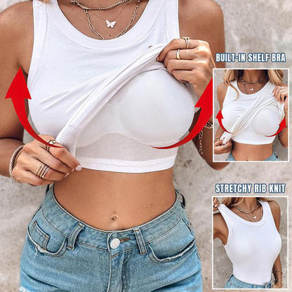 Geripptes Tanktop mit BH für Damen
