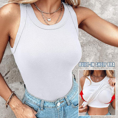 Geripptes Tanktop mit BH für Damen