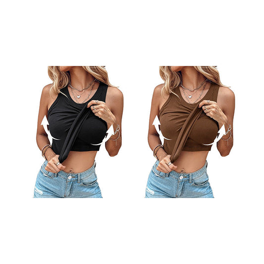Geripptes Tanktop mit BH für Damen