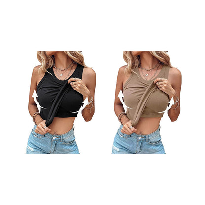 Geripptes Tanktop mit BH für Damen