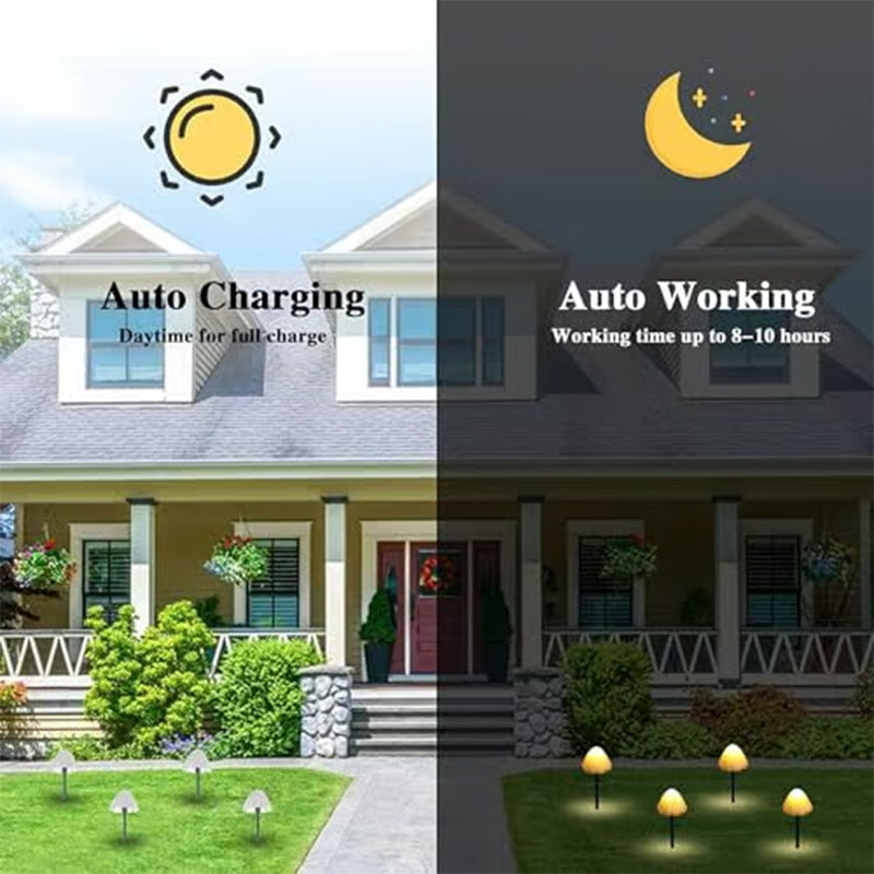 Solarbetriebene pilzförmige LED-Lichter für den Außenbereich