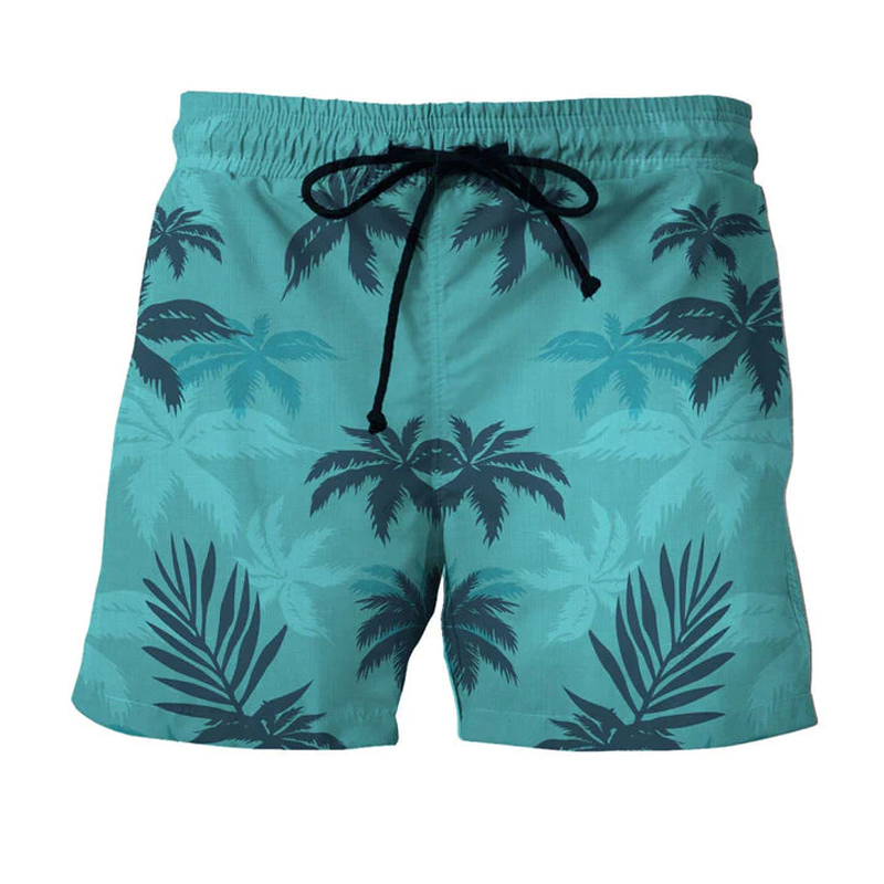 Herren-Set mit tropischem Muster: Hemd und Shorts