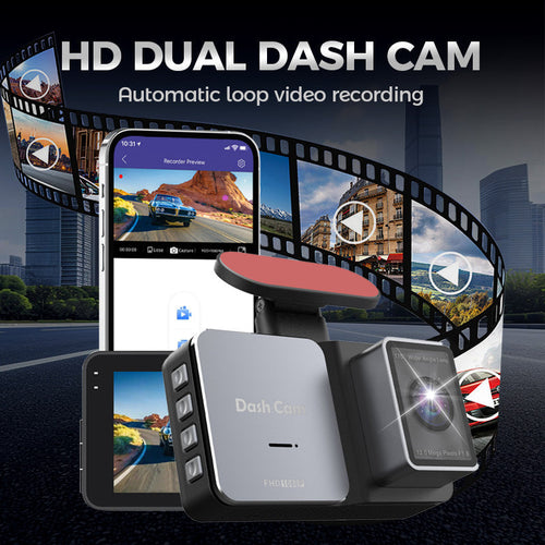 HD-Dashcam mit Front- und Rückobjektiv