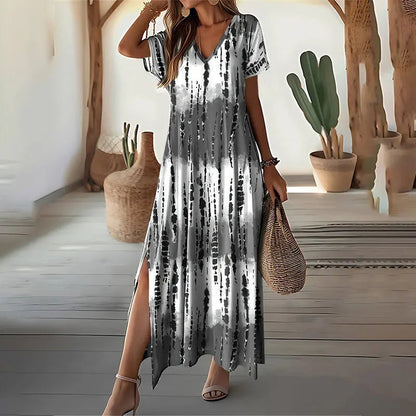🏖️🌸Sommer Heiß Verkauf 50% Rabatt💃Kausal V-Ausschnitt Gradient Kleid für Damen