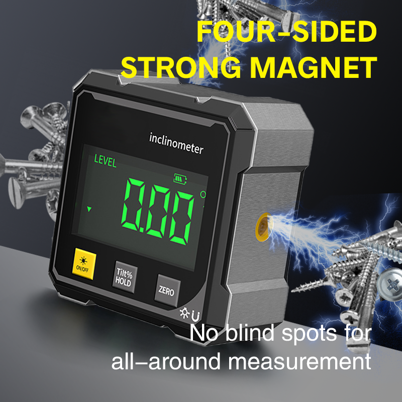 🌞Sommer-Schnäppchen 50% Rabatt🔥📐4-seitiger magnetischer digitaler Winkelmesser mit Laser