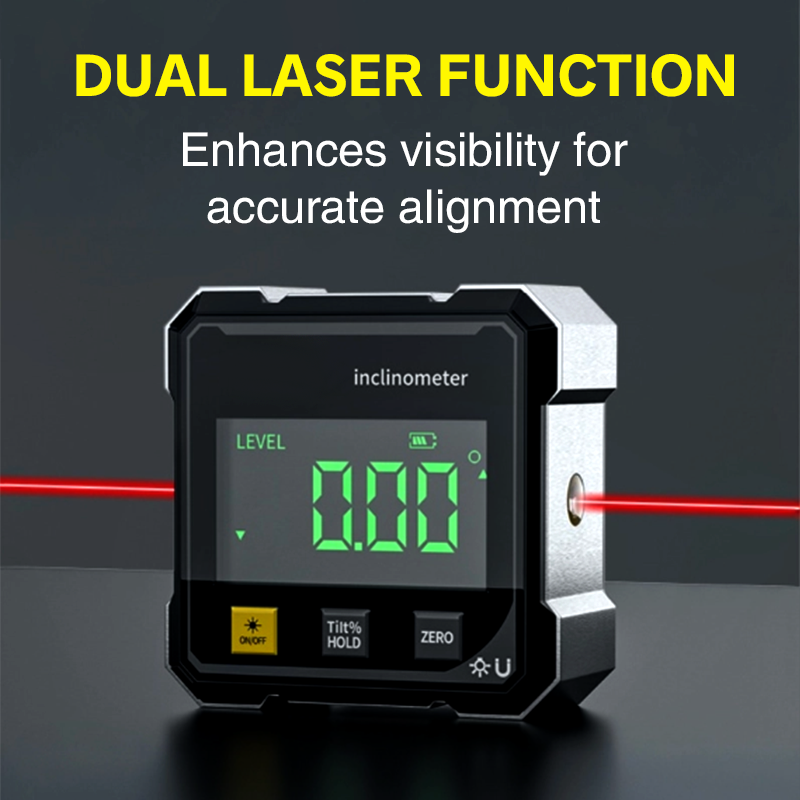 🌞Sommer-Schnäppchen 50% Rabatt🔥📐4-seitiger magnetischer digitaler Winkelmesser mit Laser