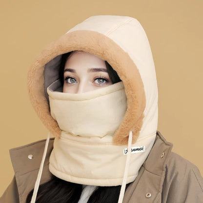 Plüschgefütterte, verdickte Thermomütze mit Gesichtsmaske für Männer und Frauen