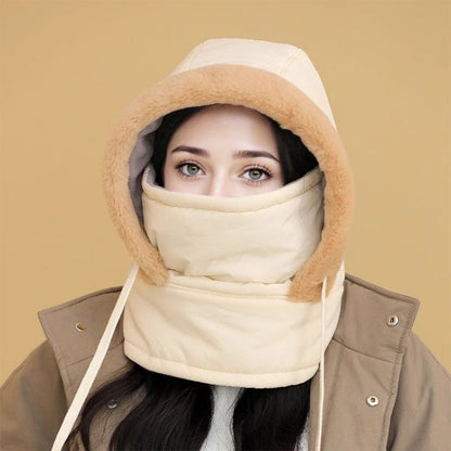 Plüschgefütterte, verdickte Thermomütze mit Gesichtsmaske für Männer und Frauen