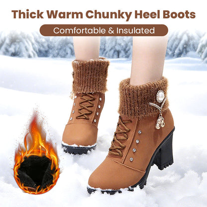 🔥Black-Friday-Mega-Angebot – 50 % Rabatt!🔥Warm gefütterte Damenstiefeletten mit Blockabsatz