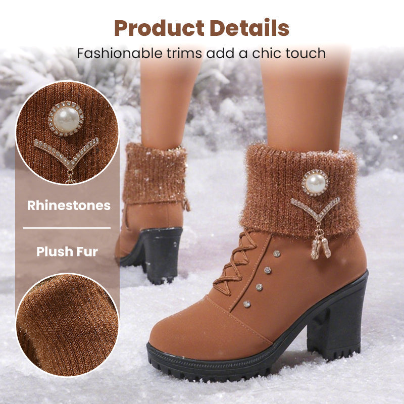 🔥Black-Friday-Mega-Angebot – 50 % Rabatt!🔥Warm gefütterte Damenstiefeletten mit Blockabsatz