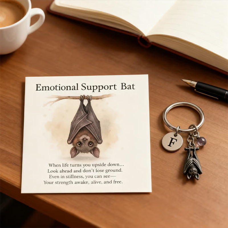 🦇Emotionaler Unterstützungs-Fledermaus-Schlüsselanhänger mit Grußkarte