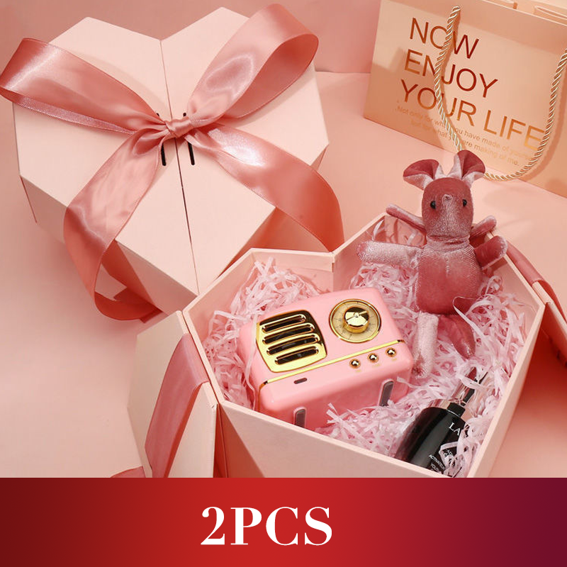 Herzförmige Geschenkbox mit Doppeltür und Schleife