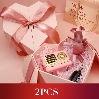 Herzförmige Geschenkbox mit Doppeltür und Schleife