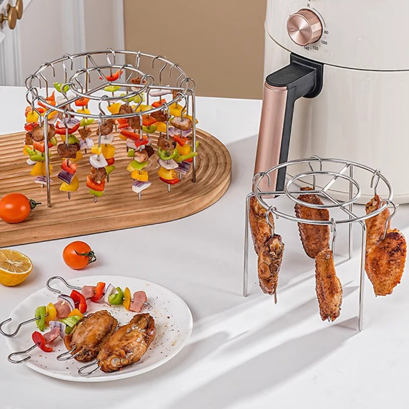 🍗 50% RABATT! 🥩 Vertikaler Kebab-Grill für die Heißluftfritteuse – inklusive hitzebeständiger Handschuhe – Perfekt für saftige Spieße & knusprige Hähnchen – gleichmäßige Garung & einfache Reinigung 🍢✨🔥